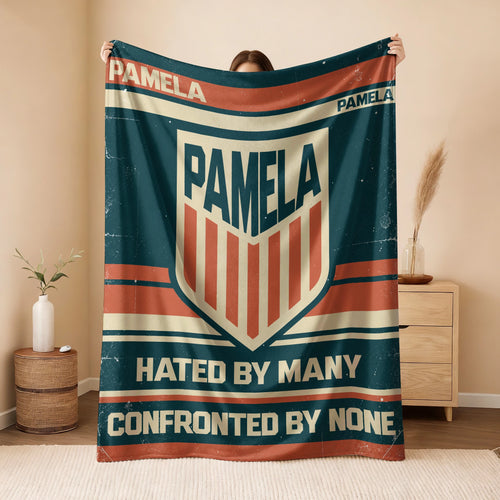Hated By Many Confronted By None Retro Fleece Blanket PAMELA 13K1 BK58