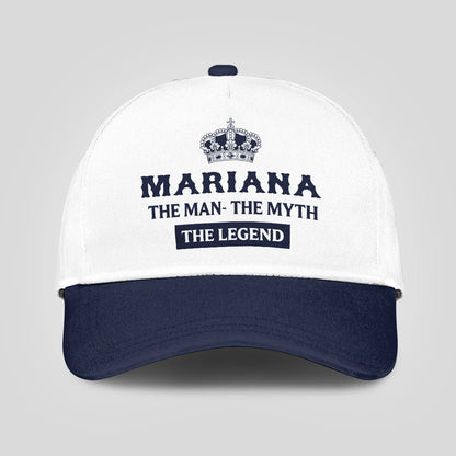 The Man The Myth The Legend King Crown Blue And White Cap MARIANA 13K1 C147PF