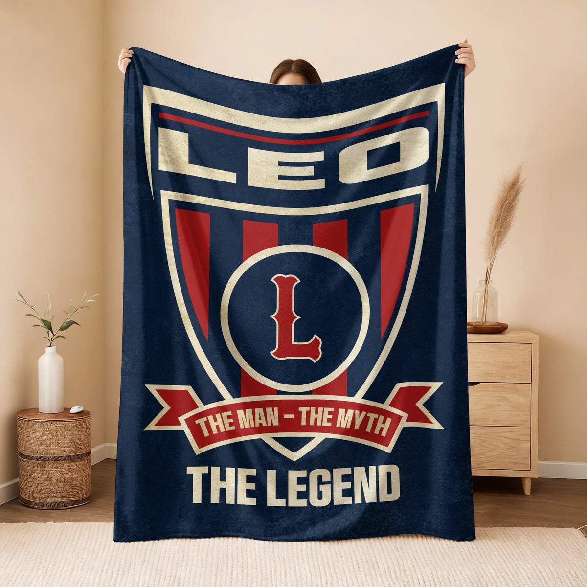 The Man The Myth The Legend Blue Burgundy Baseball Blanket LEO 13K1 BK18
