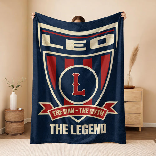 The Man The Myth The Legend Blue Burgundy Baseball Blanket LEO 13K1 BK18