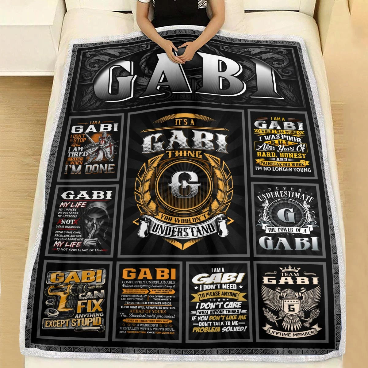 GABI Personalized Blanket | Custom Name Cozy Throw Gift 13K4-BK2