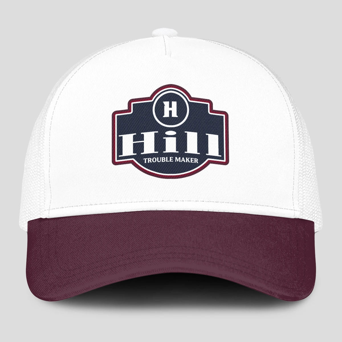 Trouble Maker Burgundy And White Funny Mesh Cap HILL 13K1 C201PF