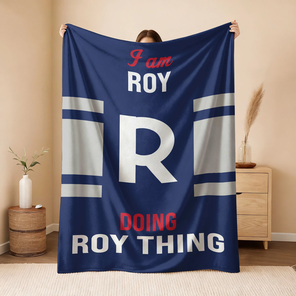 I'm Name Doing Name Things Navy Fleece Blanket ROY 13K1 BK51