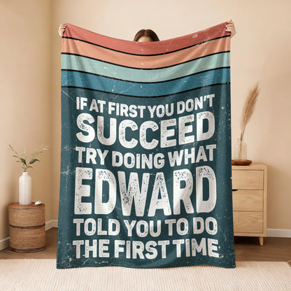 If At First You Don’t Succeed Retro Green Fleece Blanket EDWARD 13K1 BK29