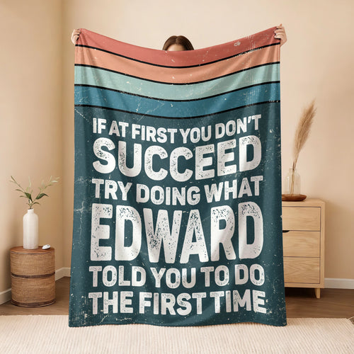 If At First You Don’t Succeed Retro Green Fleece Blanket EDWARD 13K1 BK29