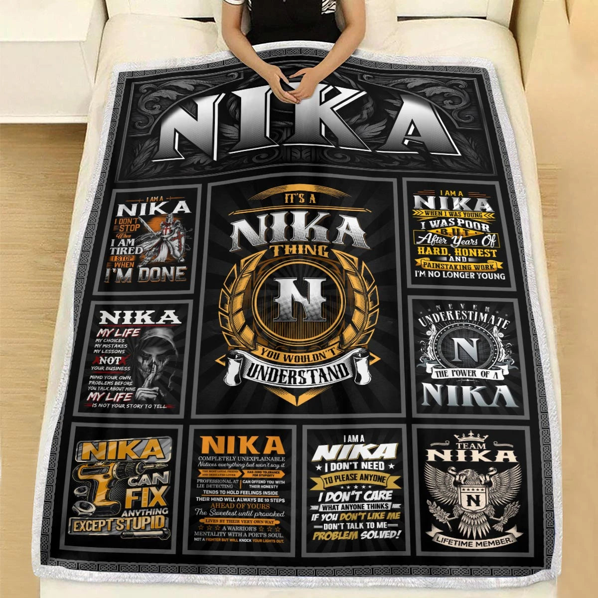 NIKA Personalized Blanket | Custom Name Cozy Throw Gift 13K5-BK2