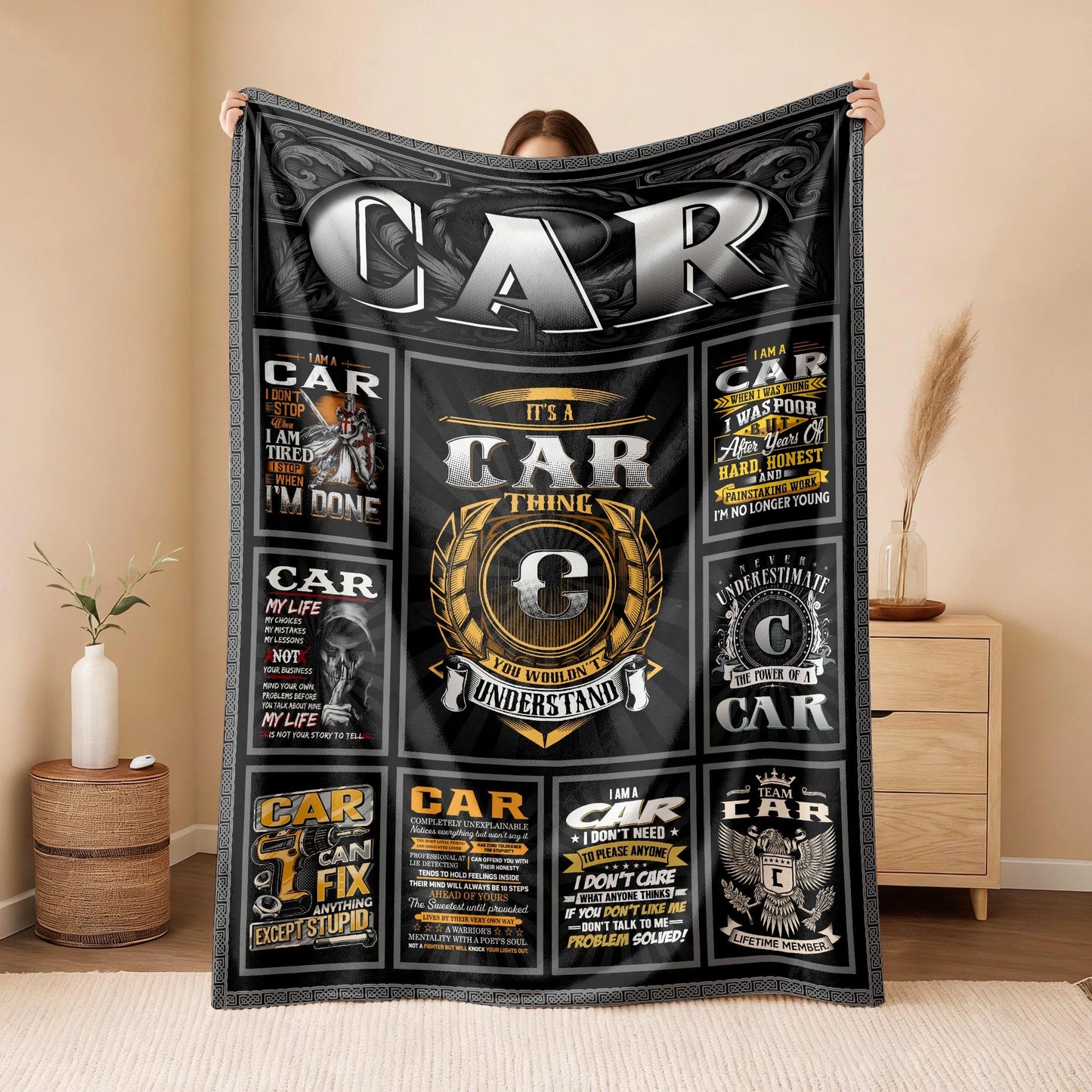 CAR Personalized Blanket | Custom Name Cozy Throw Gift 13K5-BK2