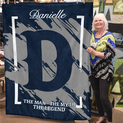 The Man The Myth The Legend Navy Baseball Fleece Blanket DANIELLE 13K1 BK17