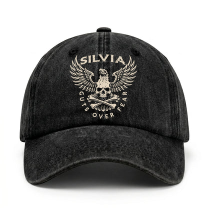 Your Name Guts Over Fear With Eagle And Skull Washed Cap SILVIA 13K1 C75PF