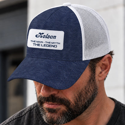 The Man The Myth The Legend Blue Denim Mesh Cap NELSON 13K1 C194PF