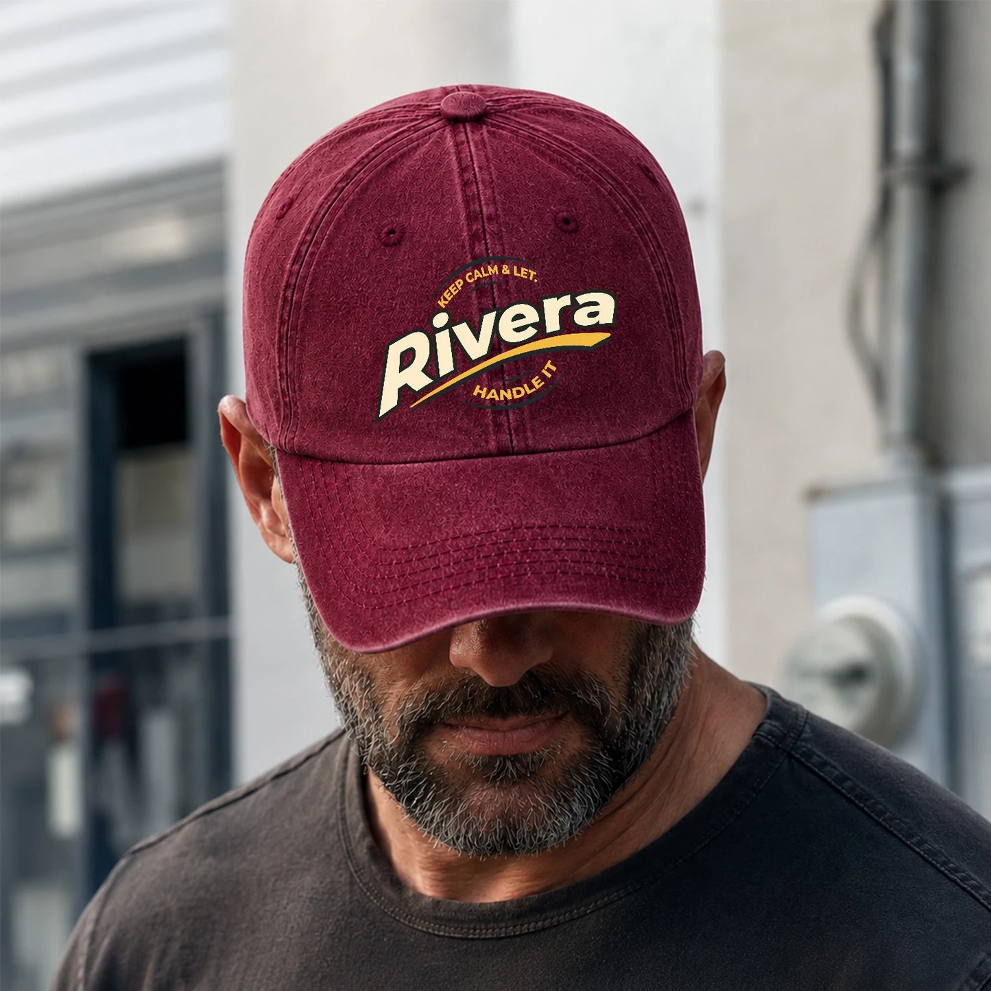 Keep Calm & Let Your Name Handle It Burgundy Washed Cap RIVERA 13K1 C105PF