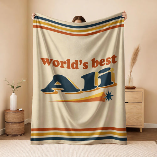World's Best Your Name Retro Fleece Blanket ALI 13K1 BK64