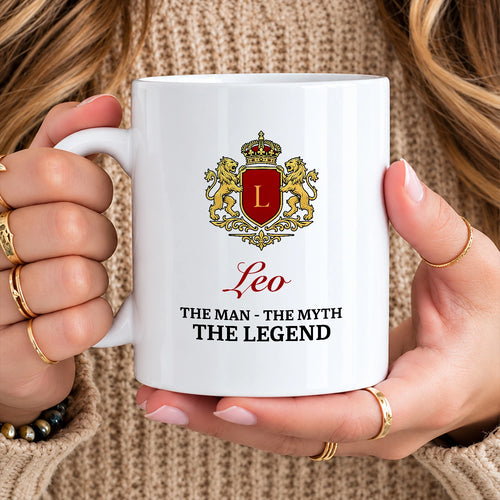 The Man The Myth The Legend Gold Royal Logo Mug LEO 13K1 MG03