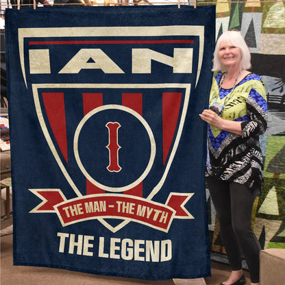 The Man The Myth The Legend Blue Burgundy Baseball Blanket IAN 13K1 BK18