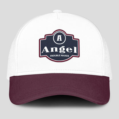 Trouble Maker Burgundy And White Funny Mesh Cap ANGEL 13K1 C201PF