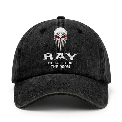 Your Name The Fear The Fate The Doom Skull Washed Cap RAY 13K1 C98PF