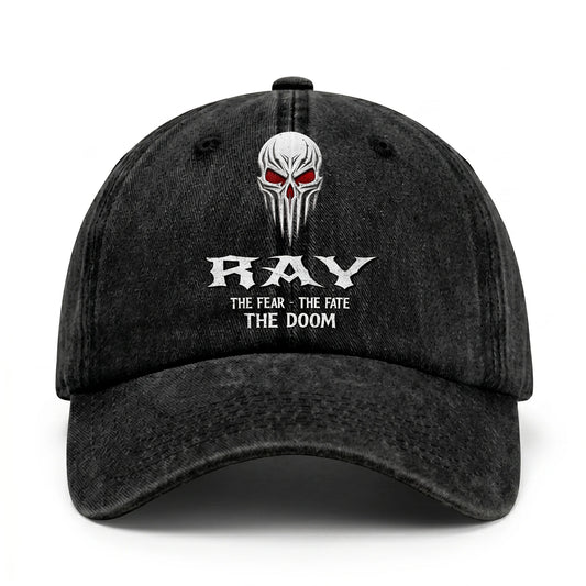 Your Name The Fear The Fate The Doom Skull Washed Cap RAY 13K1 C98PF