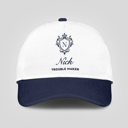Trouble Maker Funny Blue And White Cap NICK 13K1 C152PF