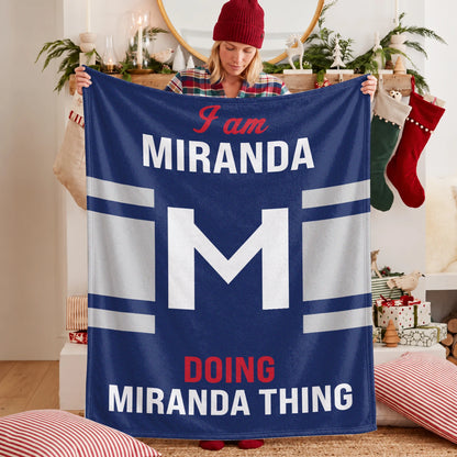 I'm Name Doing Name Things Navy Fleece Blanket MIRANDA 13K1 BK51