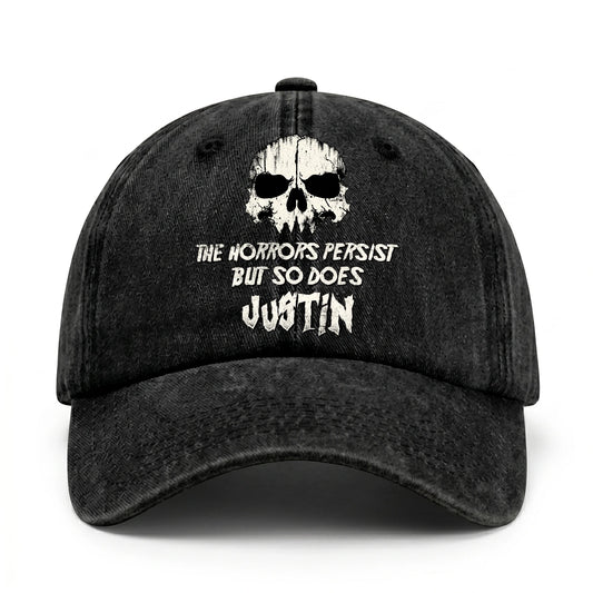 The Horrors Persist But So Does Your Name Cool Skull Washed Cap JUSTIN 13K1 C134PF