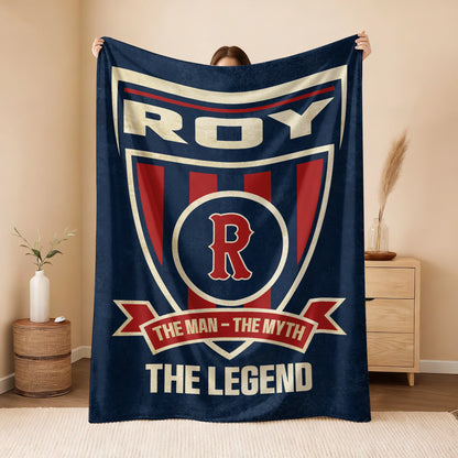 The Man The Myth The Legend Blue Burgundy Baseball Blanket ROY 13K1 BK18