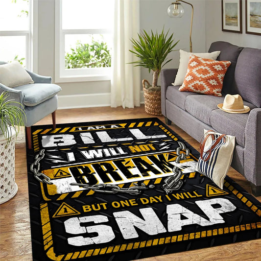 BILL Motivational Rug – Black & Yellow Quote Carpet for Living Room 13K1-AR1