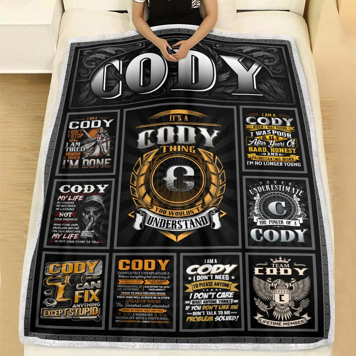 CODY Personalized Blanket | Custom Name Cozy Throw Gift 13K2-BK2