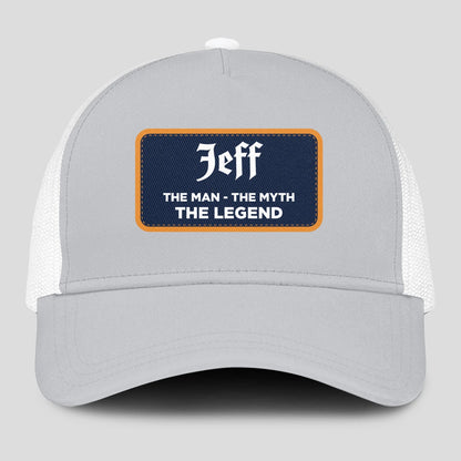 The Man The Myth The Legend Gray Mesh Cap JEFF 13K1 C204PF