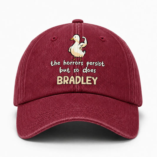 The Horrors Persist But So Does Your Name Funny Goose Burgundy Washed Cap BRADLEY 13K1 C126PF