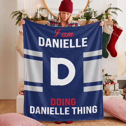 I'm Name Doing Name Things Navy Fleece Blanket DANIELLE 13K1 BK51