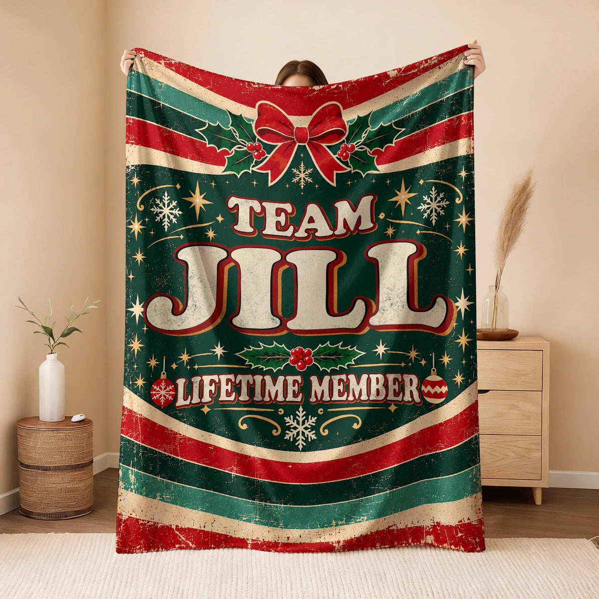 Team Your Name Lifetime Member Christmas Fleece Blanket JILL 13K1 BK52