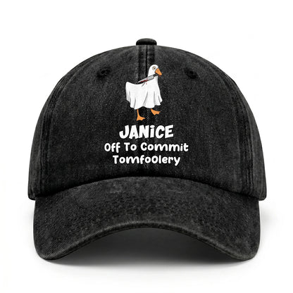 Off To Commit Tomfoolery Funny Goose Washed Cap JANICE 13K1 C131PF