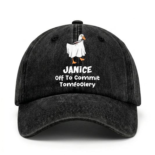 Off To Commit Tomfoolery Funny Goose Washed Cap JANICE 13K1 C131PF