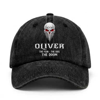 Your Name The Fear The Fate The Doom Skull Washed Cap OLIVER 13K1 C98PF