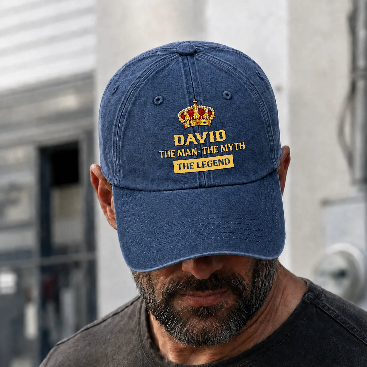 The Man The Myth The Legend King Crown Washed Cap DAVID 13K1 C146PF