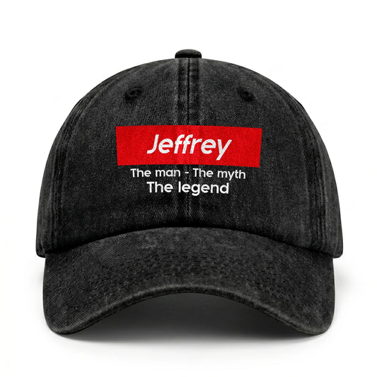 Your Name The Man The Myth The Legend Red Logo Washed Cap JEFFREY 13K1 C130PF