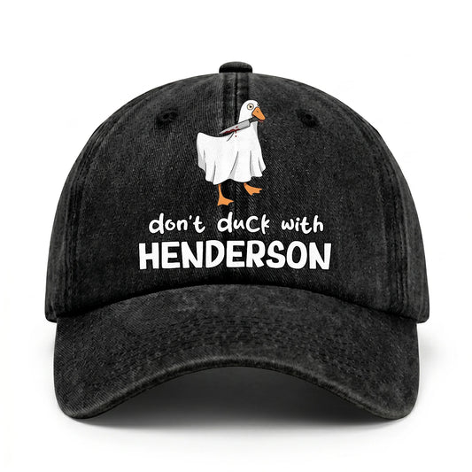 Don't Duck With Your Name Funny Washed Cap HENDERSON 13K1 C129PF
