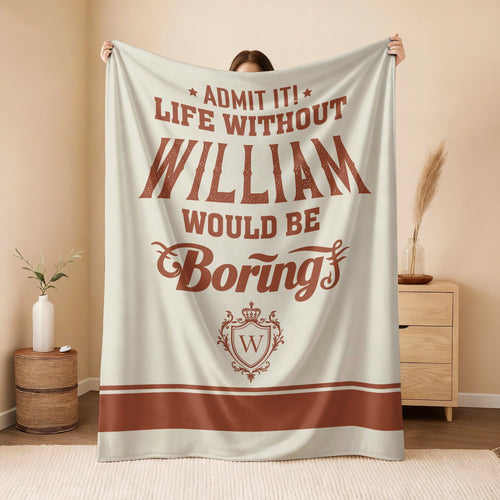 Life Without Your Name Would Be Boring Cream Terracotta Blanket WILLIAM 13K1 BK24