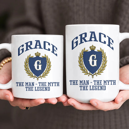 The Man The Myth The Legend Blue And Yellow Logo Mug GRACE 13K1 MG24
