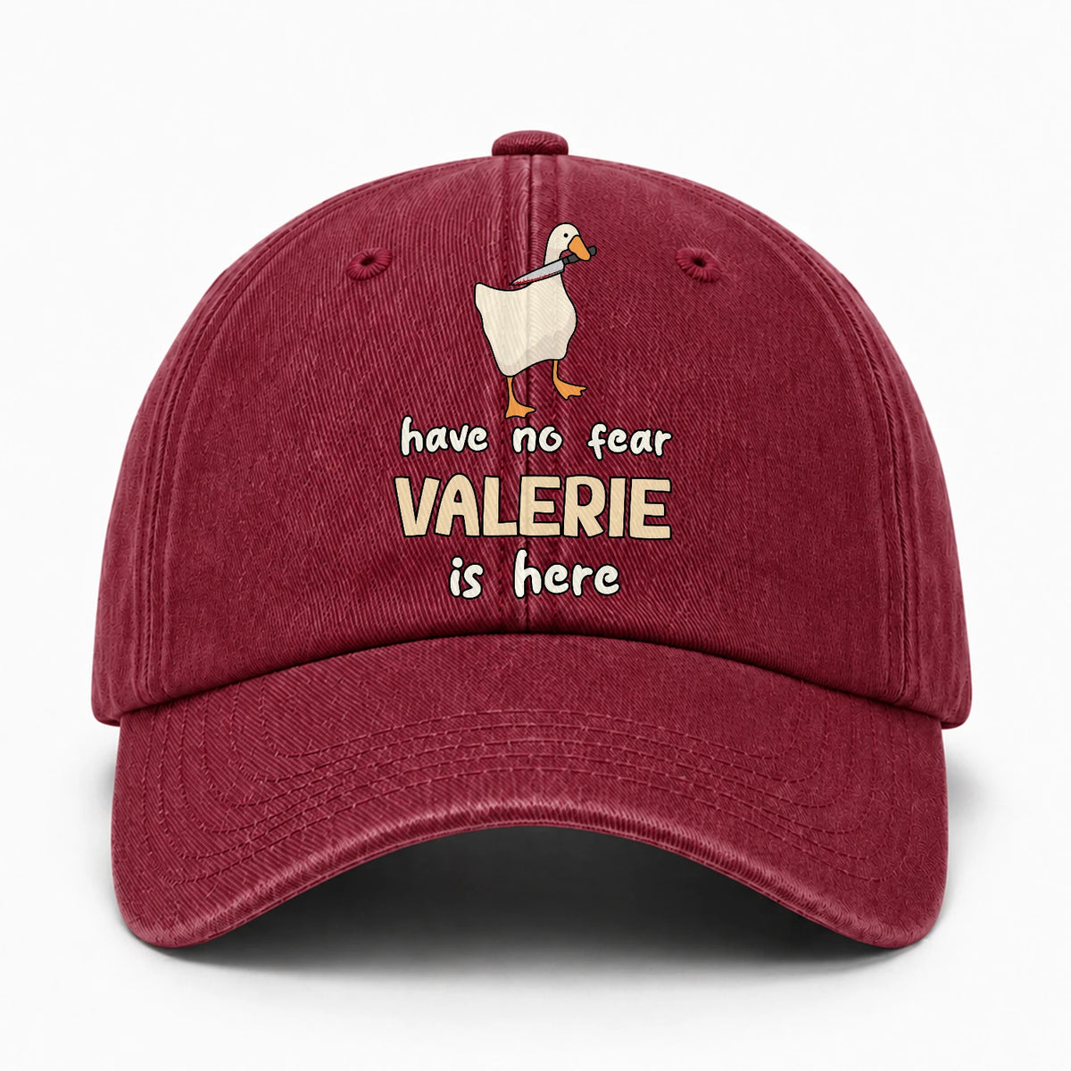 Have No Fear Your Name Is Here Funny Goose Burgundy Washed Cap VALERIE 13K1 C127PF