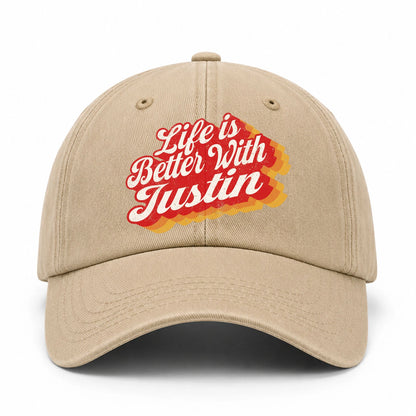 Life Is Better With Your Name Vintage Washed Cap JUSTIN 13K1 C67PF