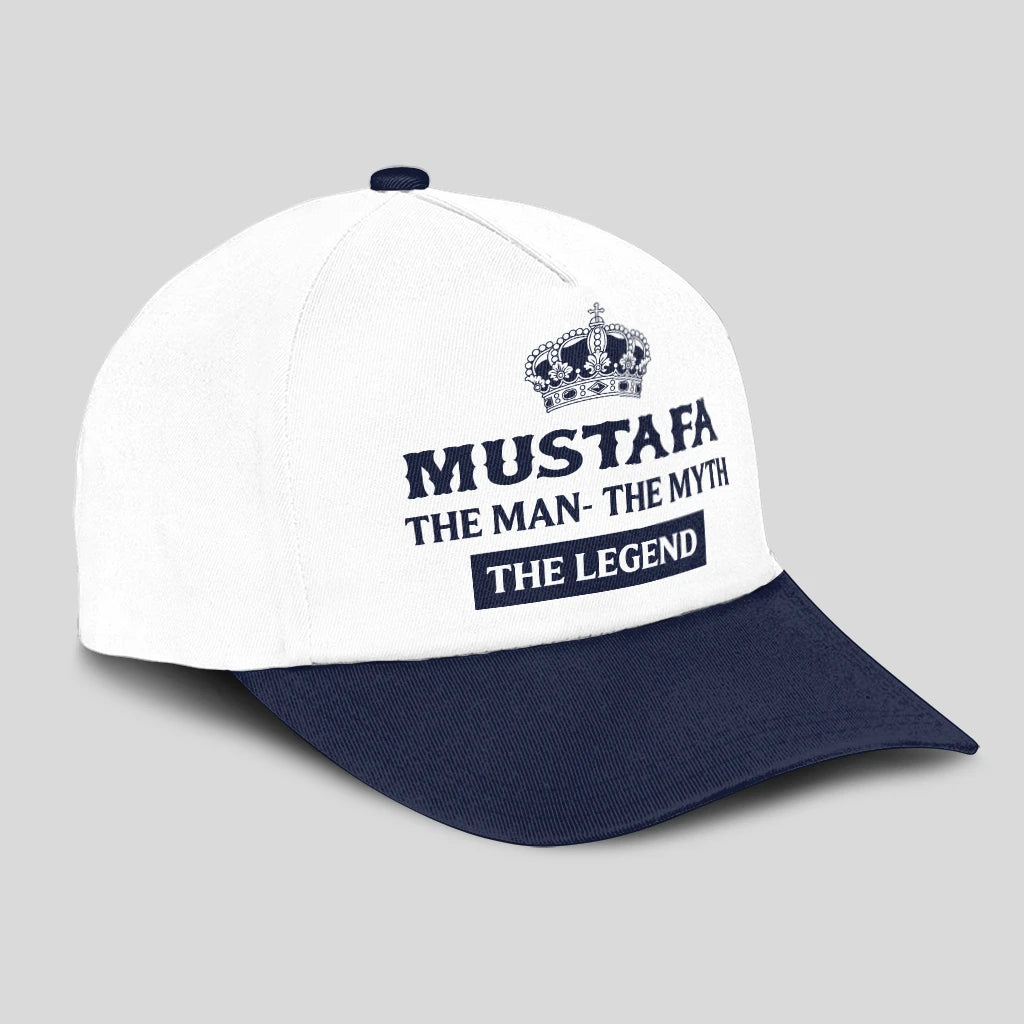 The Man The Myth The Legend King Crown Blue And White Cap MUSTAFA 13K1 C147PF