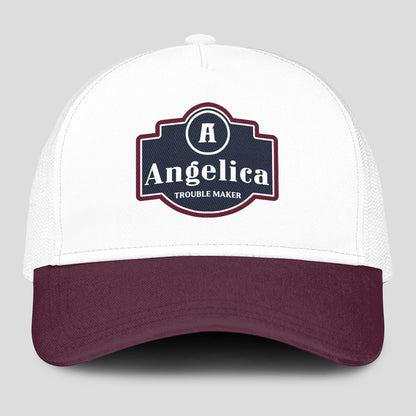 Trouble Maker Burgundy And White Funny Mesh Cap ANGELICA 13K1 C201PF