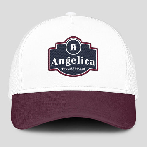 Trouble Maker Burgundy And White Funny Mesh Cap ANGELICA 13K1 C201PF