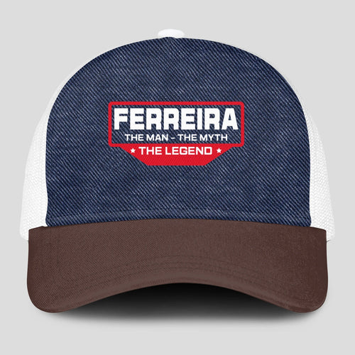 The Man The Myth The Legend Navy Brown And White Mesh Cap FERREIRA 13K1 C200PF
