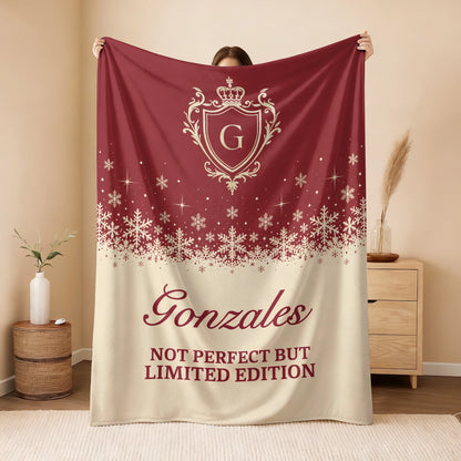 Not Perfect But Limited Edition Red Cream Christmas Fleece Blanket GONZALES 13K1 BK34