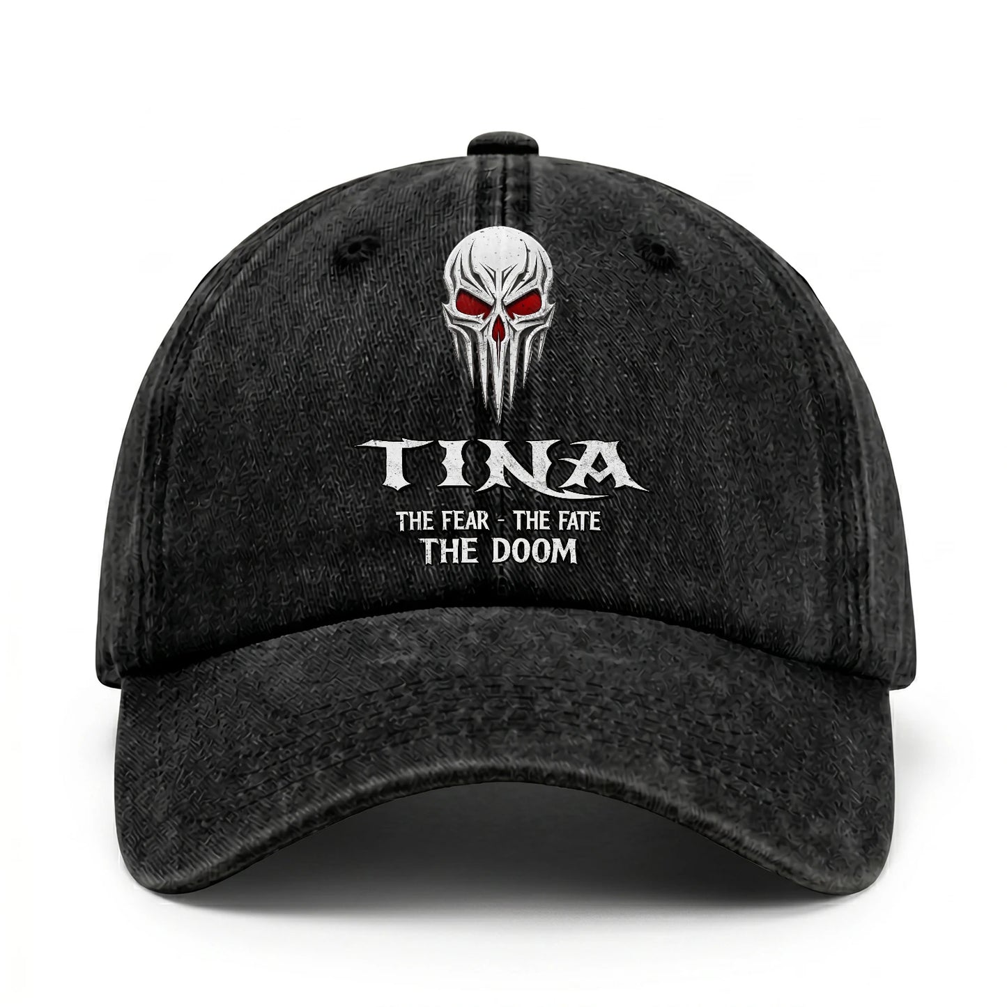 Your Name The Fear The Fate The Doom Skull Washed Cap TINA 13K1 C98PF