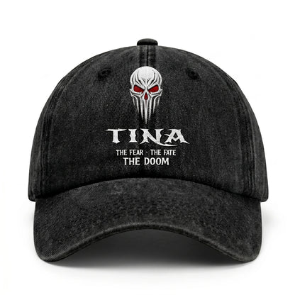 Your Name The Fear The Fate The Doom Skull Washed Cap TINA 13K1 C98PF