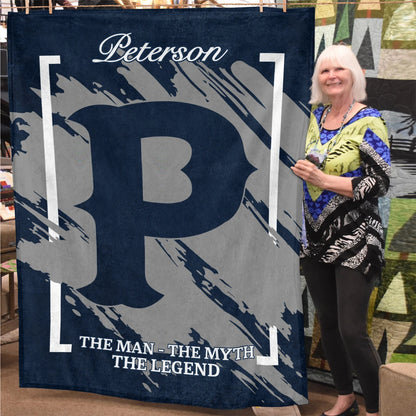The Man The Myth The Legend Navy Baseball Fleece Blanket PETERSON 13K1 BK17