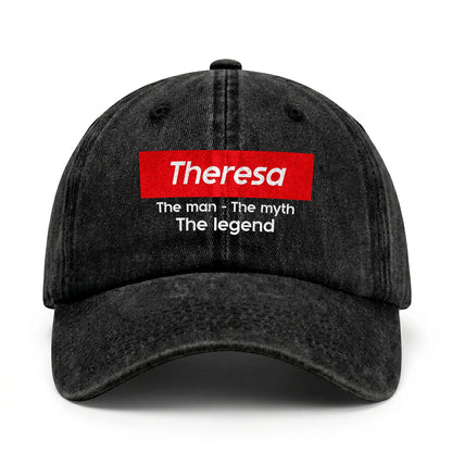 Your Name The Man The Myth The Legend Red Logo Washed Cap THERESA 13K1 C130PF